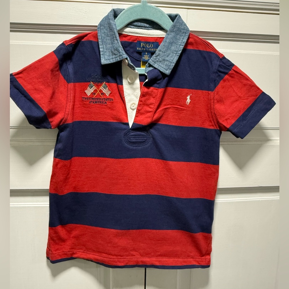 Polo by Ralph Lauren Kids Navy and Red Striped Polo